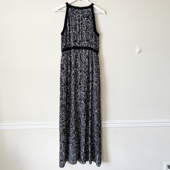 White House Black Market Printed Maxi Dress Size 8 Slit Flowy Romantic Long - Picture 6 of 12